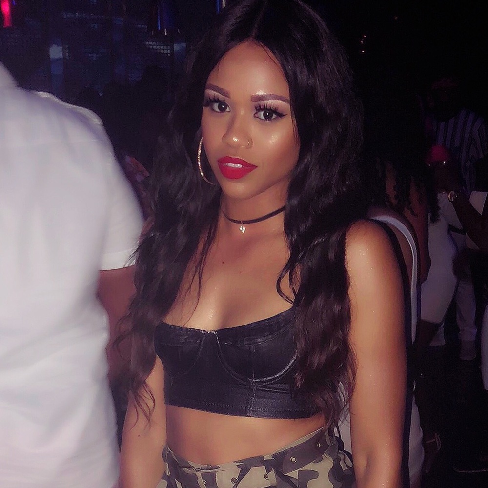 American Apparel Black Corset Like Crop Top